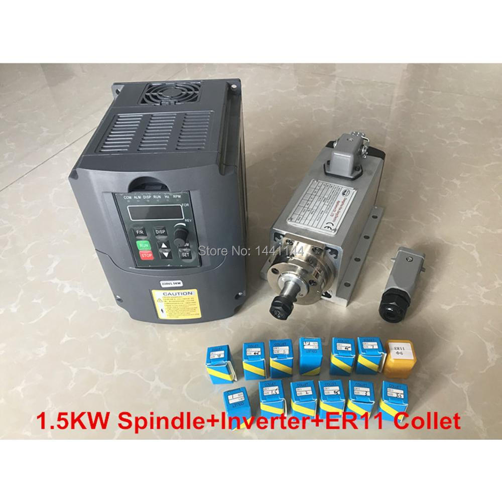 Air Cooled 1.5Kw Spindle Motor Inverter 110V - 1.5KW空冷スピンドルモーターキット CNCスピンドルモーター + 1.5KW 110V/220Vインバーター +