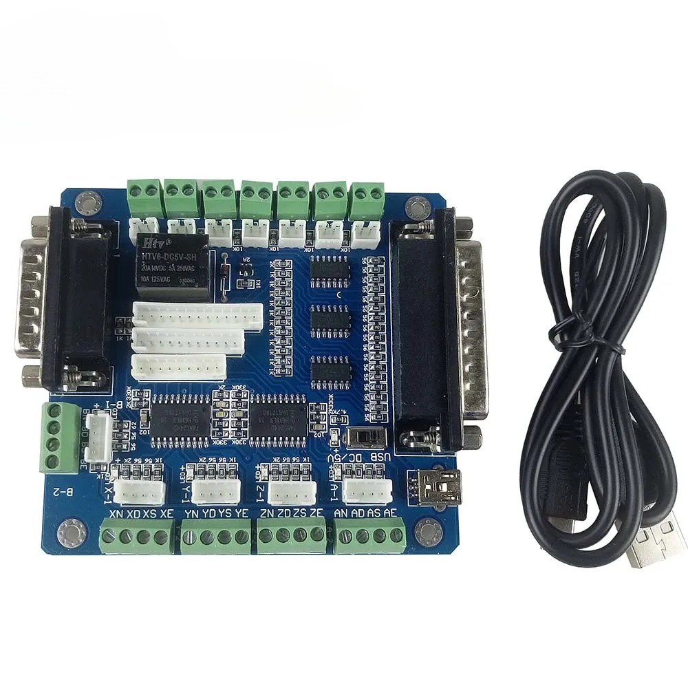 5 Axis Cnc Breakout Board Interface Mach3 - Mach3 5軸CNCブレークアウトコントローラーボード、彫刻機用、ステッピングモーターの5軸インターフェースボード付き